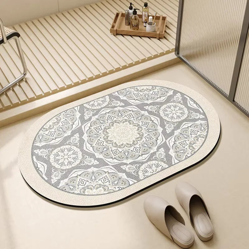 VIKAMA Alfombrilla de baño de tierra de diatomeas estilo simple para el hogar, alfombrilla absorbente para el baño, alfombrilla para los pies, alfombra de secado rápido y fácil de cuidar