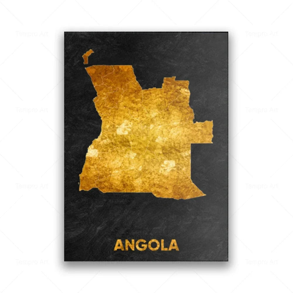 Classic Abstract Wall Art Black Gold Lebanon Country Map HD Canvas Print Poster Home Living Room Bedroom Decoration