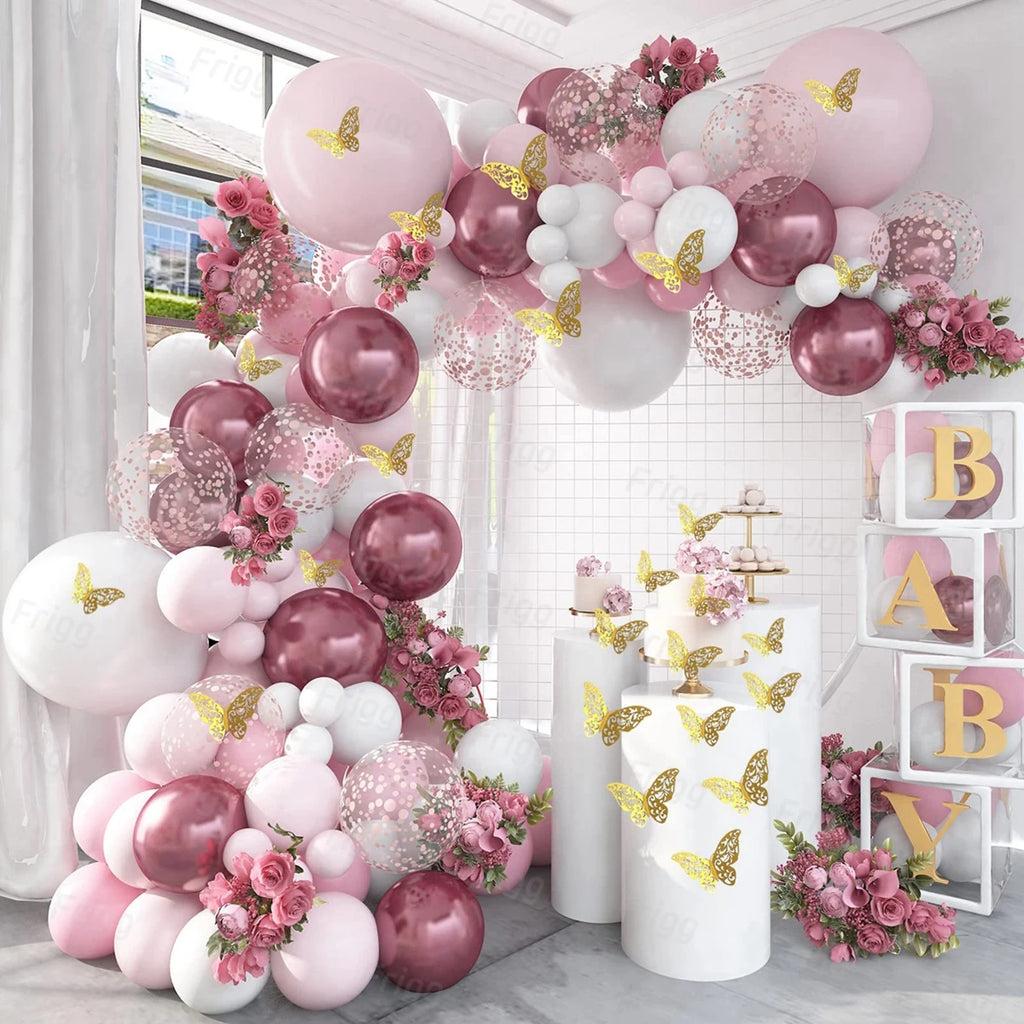 Kit de arco de guirnalda de globos de mariposa morada, globos de látex para fiesta de cumpleaños, decoración para niños, adultos, bodas, baby shower