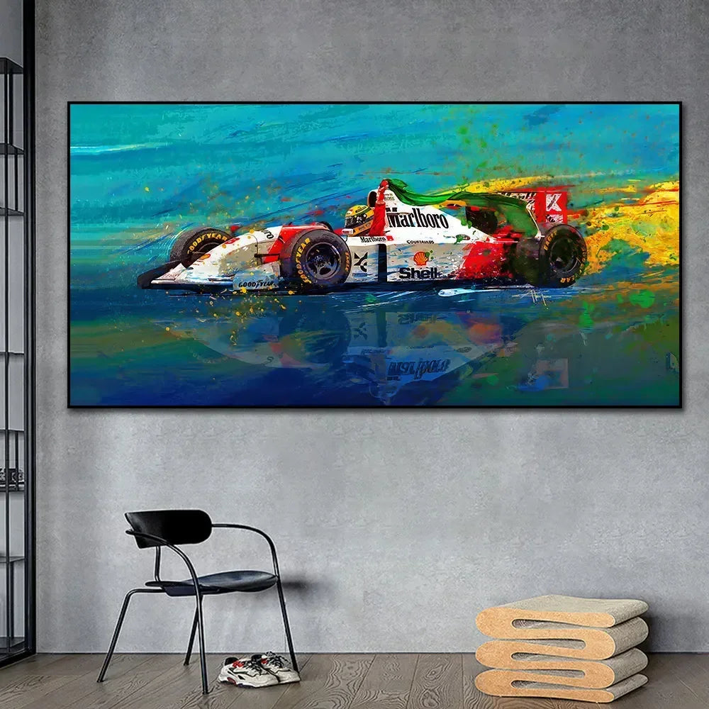 Moderne Simple, Art Mural, Poster Imprimé sur Toile HD Ayrton Senna Légende F1, Décoration de Maison Salon Chambre