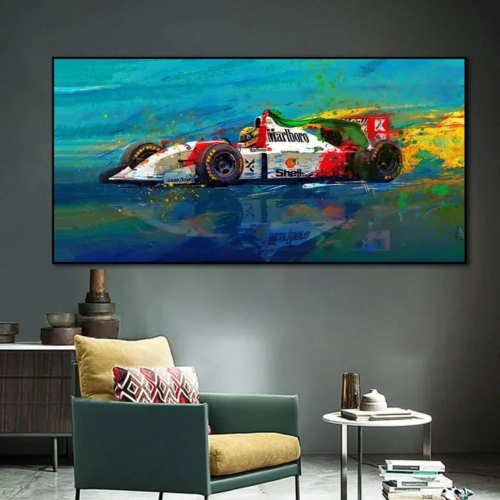 Moderne Simple, Art Mural, Poster Imprimé sur Toile HD Ayrton Senna Légende F1, Décoration de Maison Salon Chambre