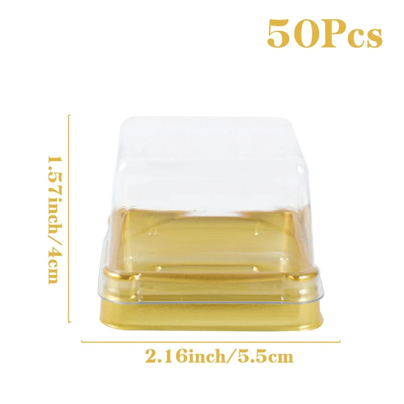 50pcs Transparent Cake Box Container Transparent Cupcake Dome Pastry Baking Packaging Boxes Wedding Party Supplies Gifts Decor