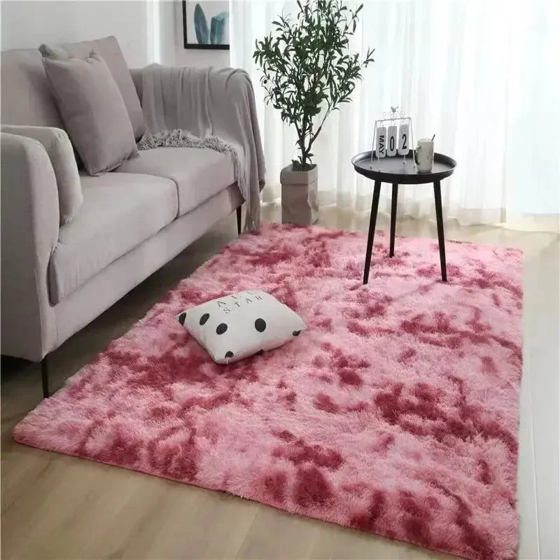 Alfombra de Lana y Seda Degradada para Mesita de Noche, Sala de Estar, Dormitorio, Antideslizante, Lavable a Máquina, No Suelta Pelo Fácilmente