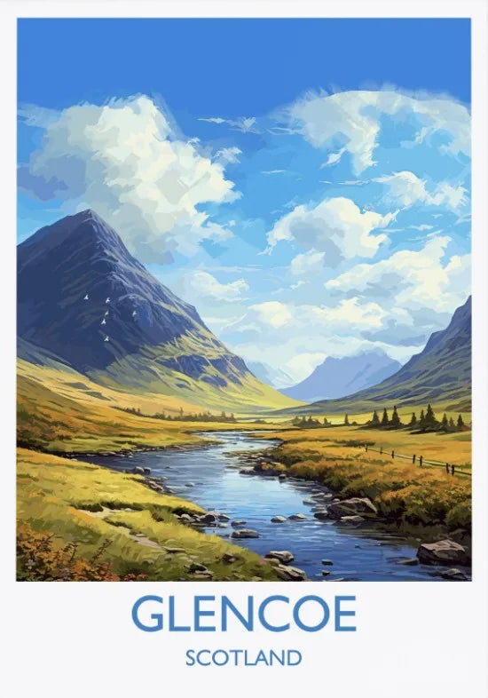 Escocia Tierras Altas St Andrews Edimburgo Glencoe Póster de Viaje Escocia Paisaje Estético Decoración de Pared Impresiones en Lienzo Regalo de Viaje