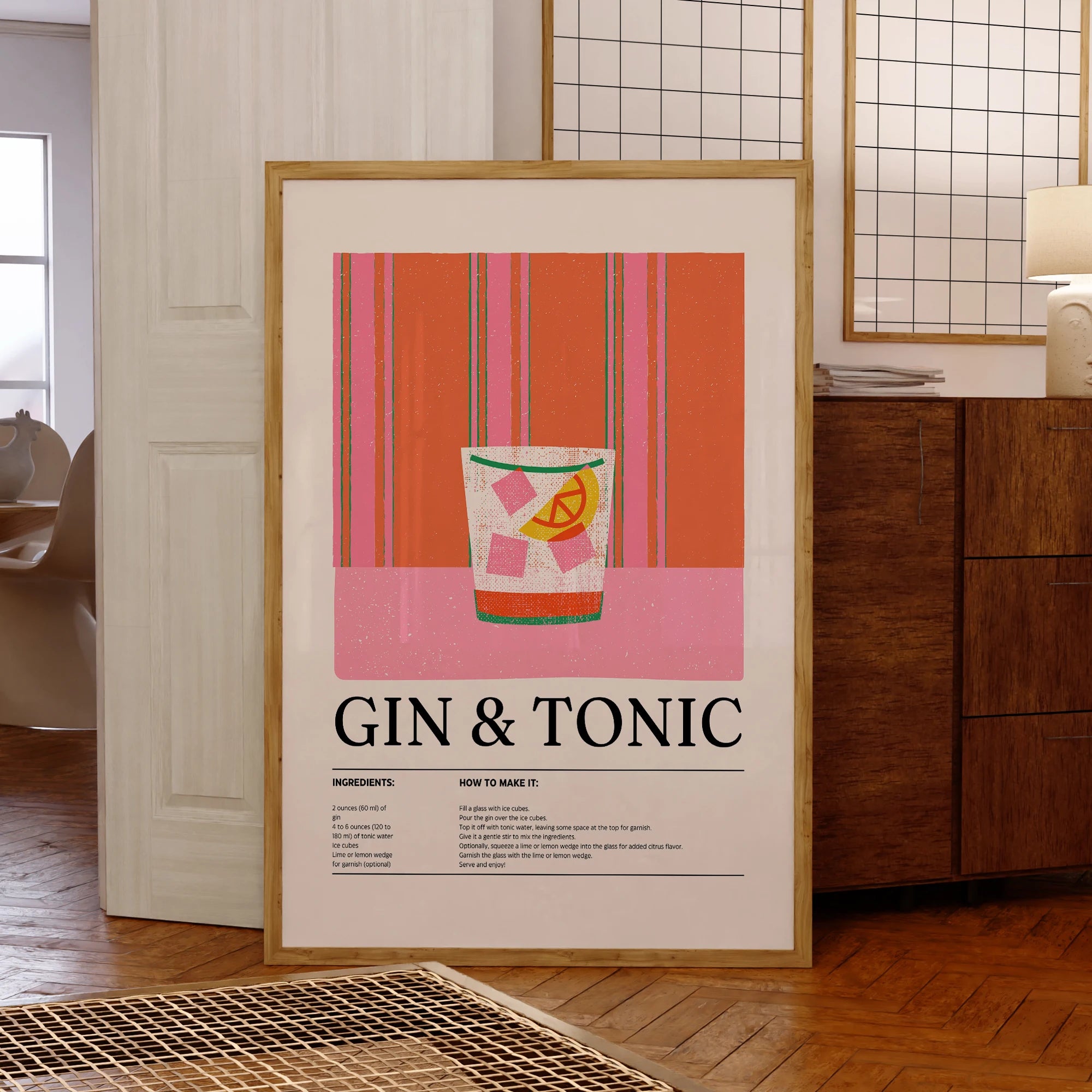Cadeaux modernes et minimalistes pour cocktail Gin & Tonic, affiches murales, tableaux sur toile, images pour la décoration intérieure du salon