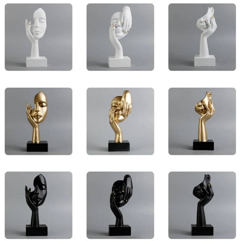 Escultura de cara abstracta de 27 cm, de resina, pensador, figuras para escritorio, oficina, sala de estar, mesa, colección, decoración de figuritas.