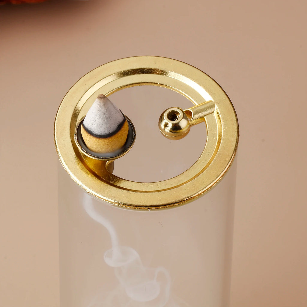 Soporte de incienso de cristal 2 en 1, quemador de incienso de reflujo para cono de incienso, soporte de varitas de incienso anti-ceniza para meditación, yoga, spa