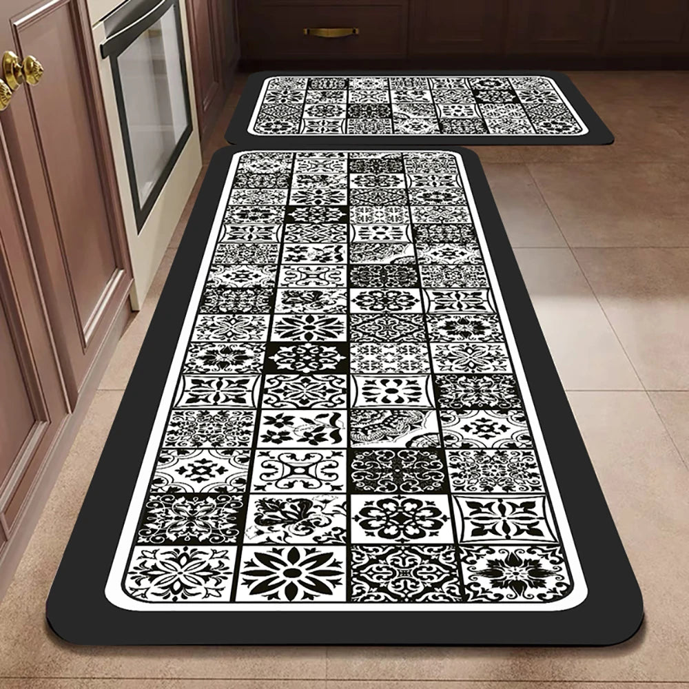 VIKAMA 1/2PCS Alfombra de cocina resistente al aceite, alfombra de baño absorbente de secado rápido, felpudo antideslizante para decoración del hogar