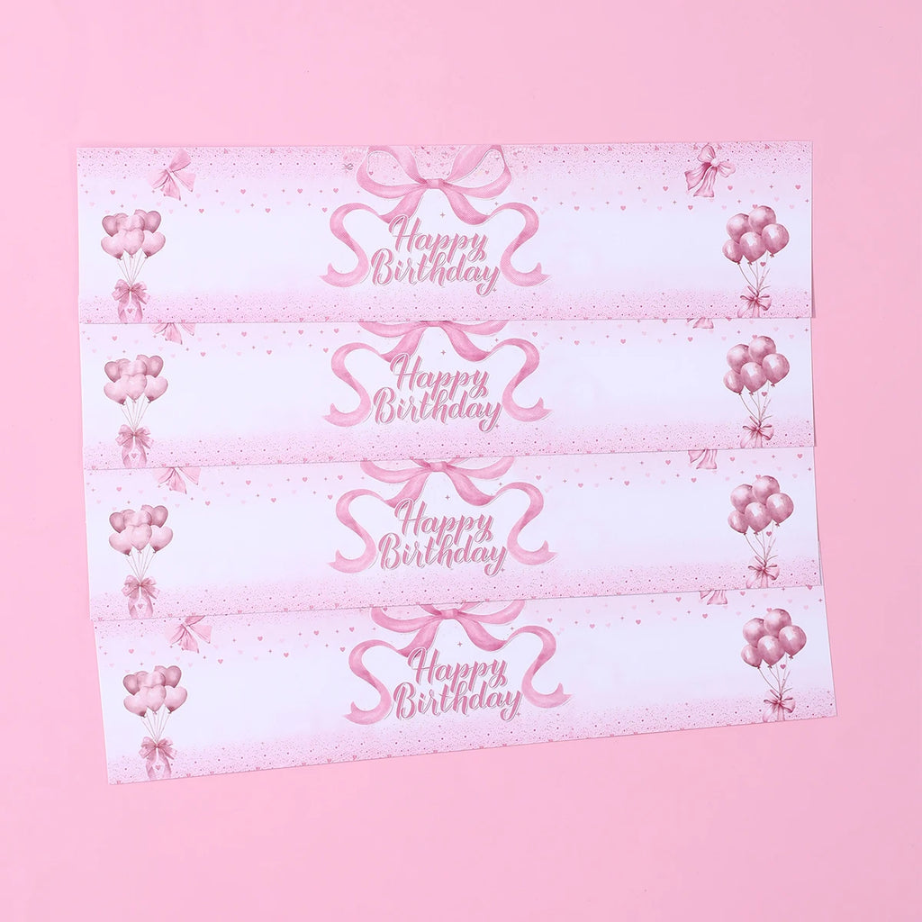 Pegatinas de botellas con lazo rosa, decoración de fiesta de 1er cumpleaños, para niñas, bodas, fiestas de cumpleaños, suministros, recuerdos, decoración de baby shower