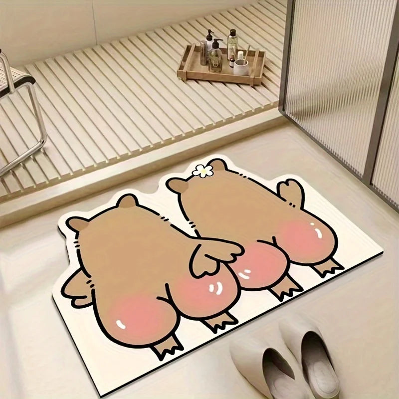 VIKAMA Linda Alfombra de Oso de Dibujos Animados Alfombra de Cocina Felpudo Alfombra de Bienvenida Alfombra de Baño Alfombra de Dormitorio Alfombra de Sala de Estar Decoración del Hogar