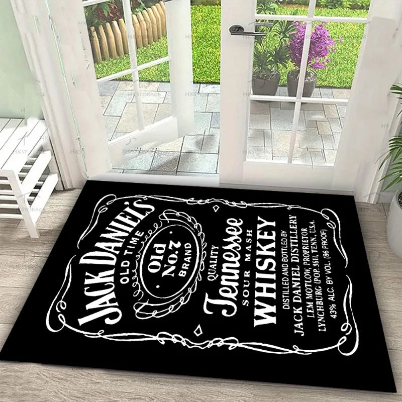 Tapis logo Fender - Tapis de guitare noir et blanc pour la décoration de salle de musique Paillasson pour musicien Tapis d'entrée de studio à domicile Facile à nettoyer Tendance