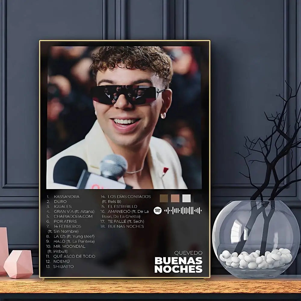 Affiche Quevedo Chanteur HD Art Adhésif Mural Étanche Maison Salon Bar Décoration