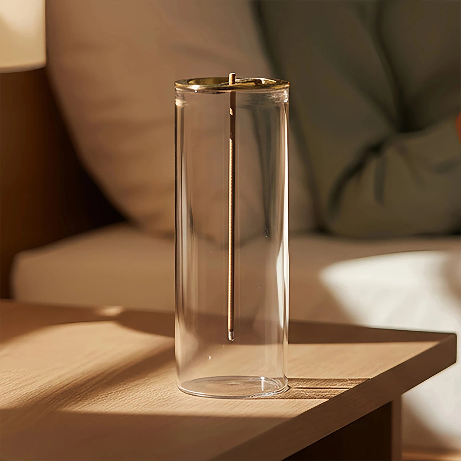 Porte-encens moderne en verre pour bâtonnets courts, brûleur d'encens anti-cendres volantes avec récupérateur de cendres pour le yoga et la méditation