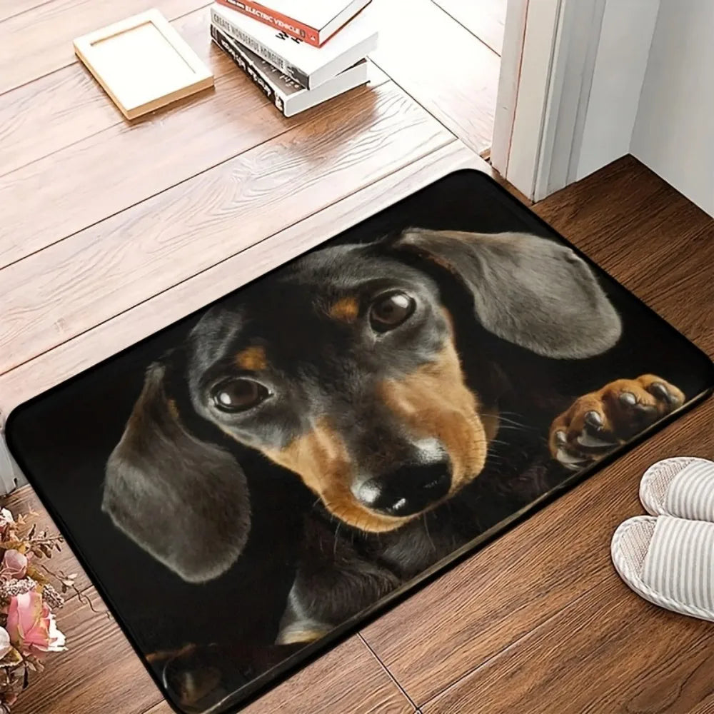VIKAMA Paillasson Adorable Teckel Antidérapant Absorbant Facile à Nettoyer Tapis d'Entrée Résistant à l'Usure Mignon Décoration Maison Animaux de Compagnie