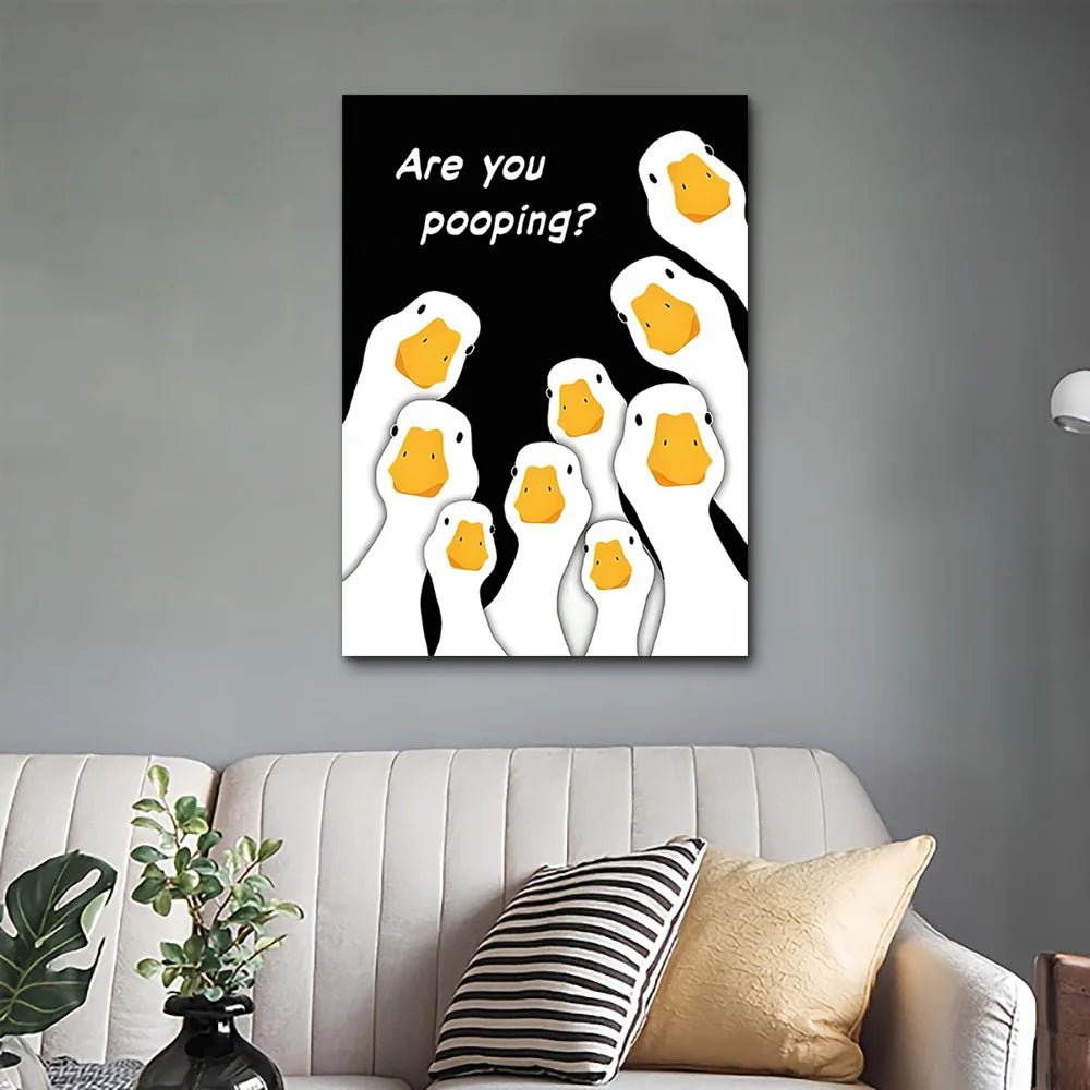 Classic Vintage Wall Art, Funny Duck Yoyo Painting, HD Canvas Printed Poster Home Living Room Bedroom Decorative Painting