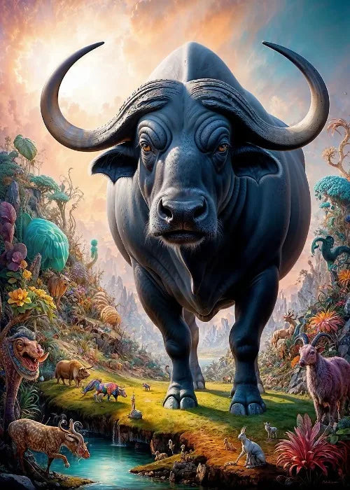 Affiches Animaux Sauvages Safari Surréaliste Décor Mural Esthétique Animal Totem Monde Surréaliste Lion Éléphant Tigre Lapin Renard Impressions sur Toile