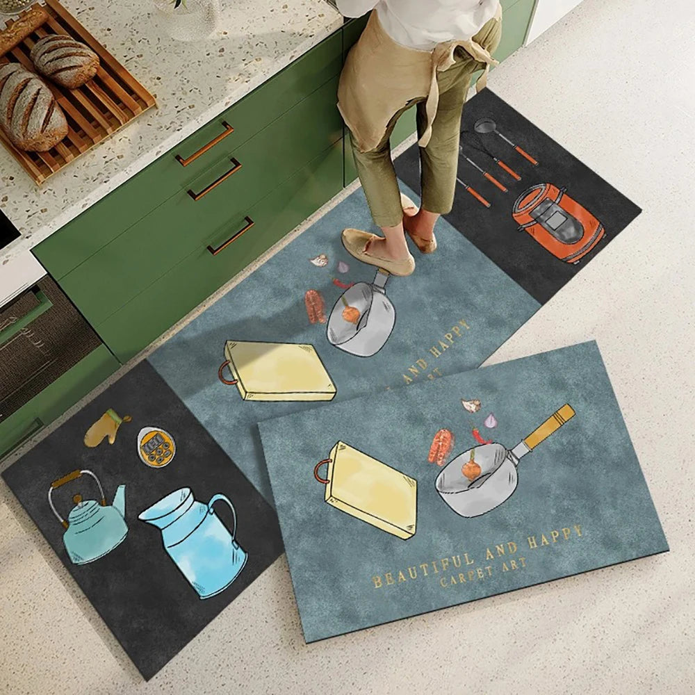 Alfombra de suelo de cocina VIKAMA, alfombra de entrada para sala de estar y dormitorio, decoración del hogar, alfombra larga pequeña para pasillo de lavadero