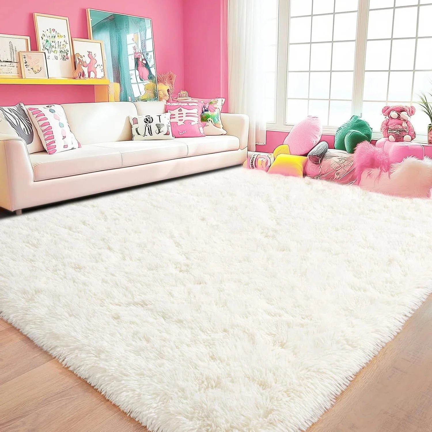 Alfombra Minimalista VIKAMA para Sala de Estar, Alfombra de Área Suave y Esponjosa, Alfombra para Dormitorio, Dormitorio Infantil, Decoración del Hogar