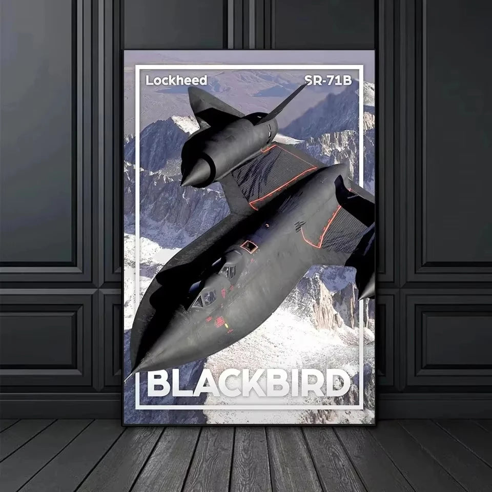 Classic Wall Art World Aircraft F16 Blackbird Fighter Jet HD Canvas Printed Poster Home Living Room Bedroom Decorative Pictures