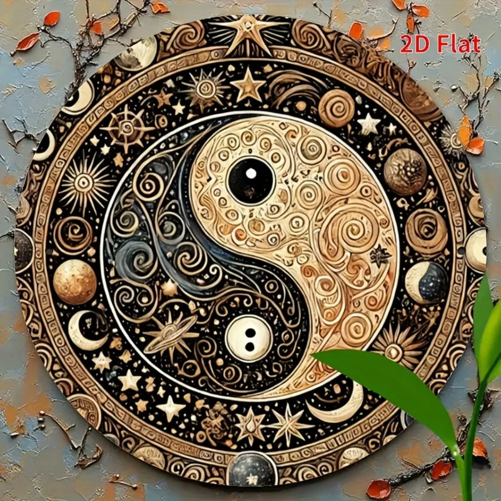 Letrero de metal Yin Yang Feng Shui - Decoración colgante para el hogar, la oficina, la cafetería, el bar - Multiusos para interiores y exteriores con tallado detallado