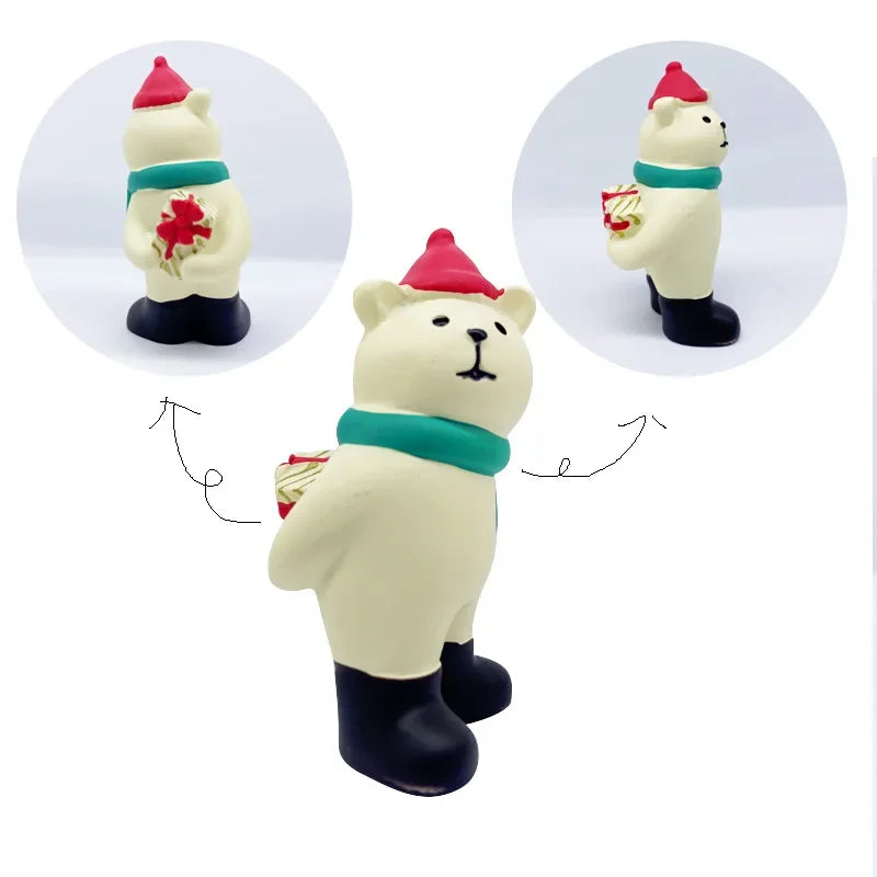 Zakka Figuras Navidad Japonés Creativo Exquisito Mate Resina Navideña Pequeña Decoración Cisne Puff Ukelele Trineo Sofá Reno