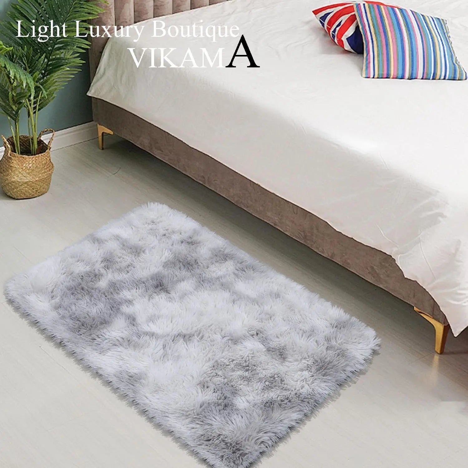 VIKAMA Alfombra de peluche teñida anudada 40x60cm Manta de área suave para el hogar Dormitorio de niñas Manta de cama Habitación infantil Decoración Antideslizante Alfombrilla de piso