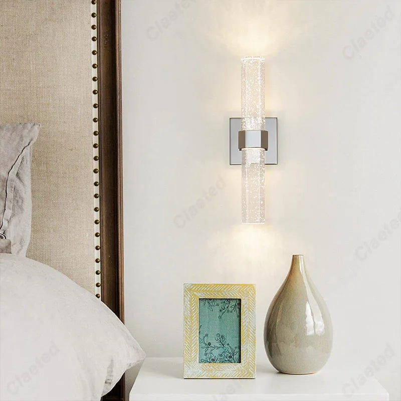 Nouvelle applique murale LED en fer forgé et cristal, style moderne et minimaliste pour salon, salle à manger, chambre à coucher, chevet, éclairage d'ambiance décoratif.