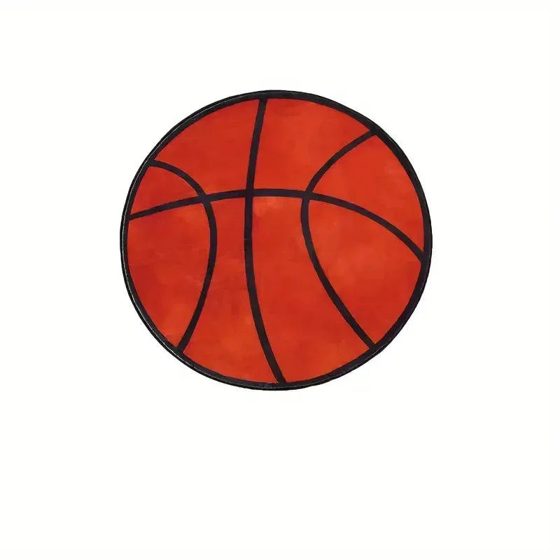 Tapis rond à motif de basketball VIKAMA, antidérapant, lavable, pour décoration de la maison, du salon, du canapé, et tapis de sol moelleux pour chambre de garçons