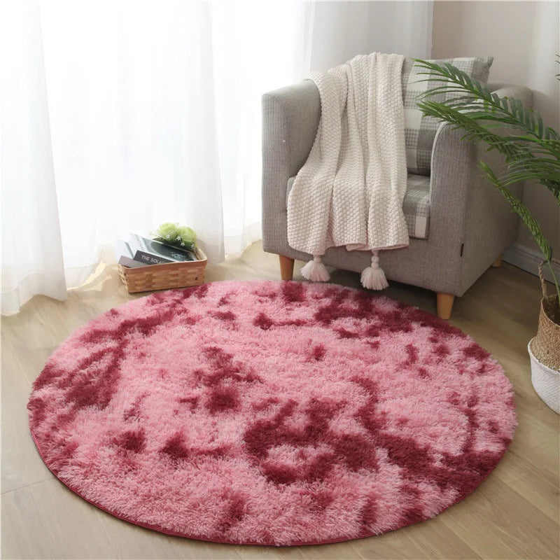 VIKAMA Alfombra redonda rosa Esponjosa Suave para Suelos Alfombra para Habitación de Niñas Castillo de Princesas Alfombra de Peluche para Sala de Estar Decoración del Hogar