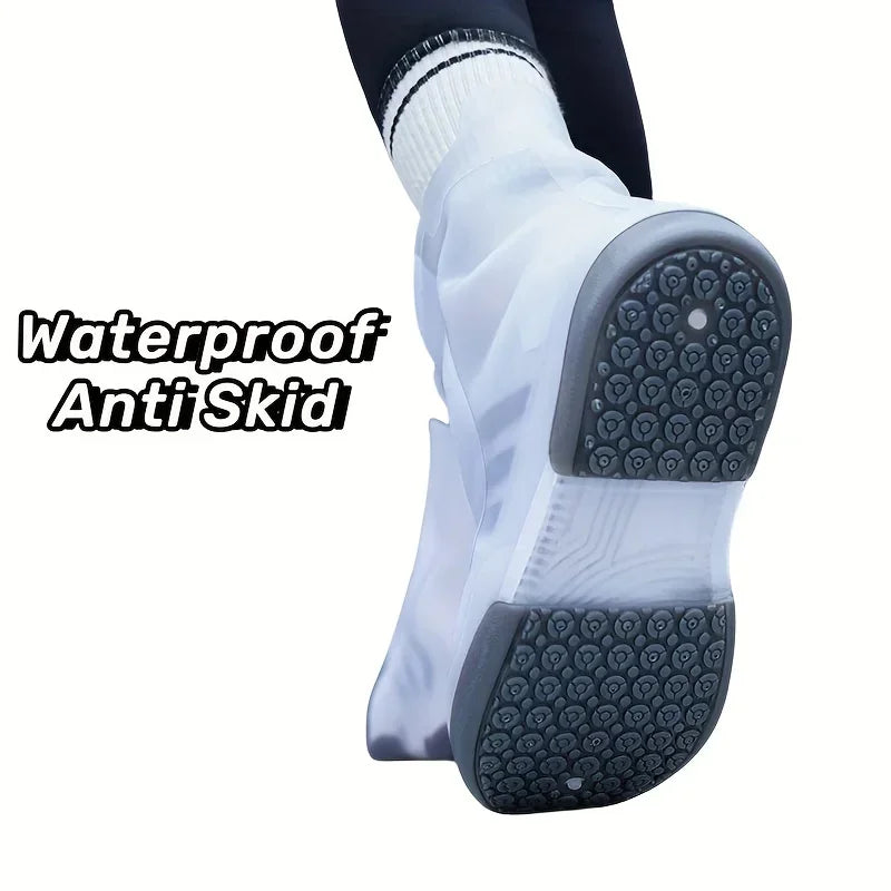 1 lot de couvre-chaussures bicolores, surchaussures imperméables lavables antidérapantes avec bouton blanc, couvre-chaussures durables