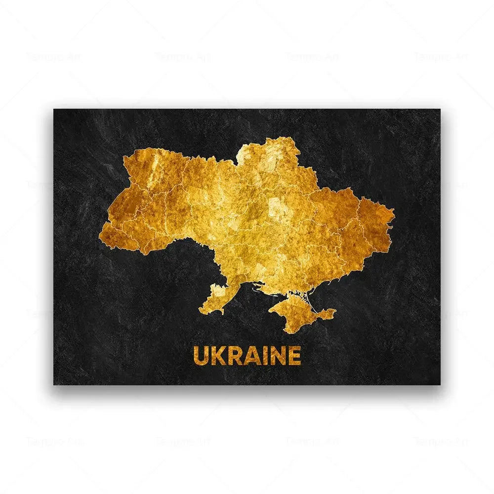 Classic Abstract Wall Art Black Gold Lebanon Country Map HD Canvas Print Poster Home Living Room Bedroom Decoration