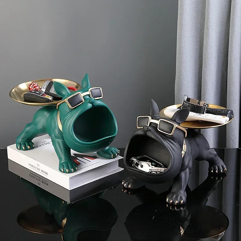 Resin Dog Statue, Bulldog Storage Tray, Animal Decoration, Resin Craft Art Sculpture, Sculptur