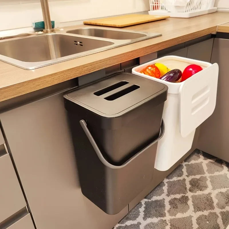 Poubelle à Fermeture Silencieuse Peu Encombrante - 3/5L, Bac Scellé Écologique pour Cuisine et Bureau, Sans Électricité