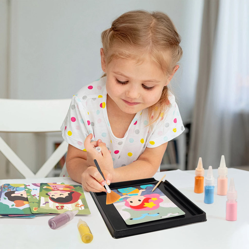Kit de Arte con Arena DIY Artesanía de Pintura de Arena 14 Colores 12 Tarjetas de Pintura de Arena de Princesas Juguetes Montessori Juguetes Educativos para Niños Regalos