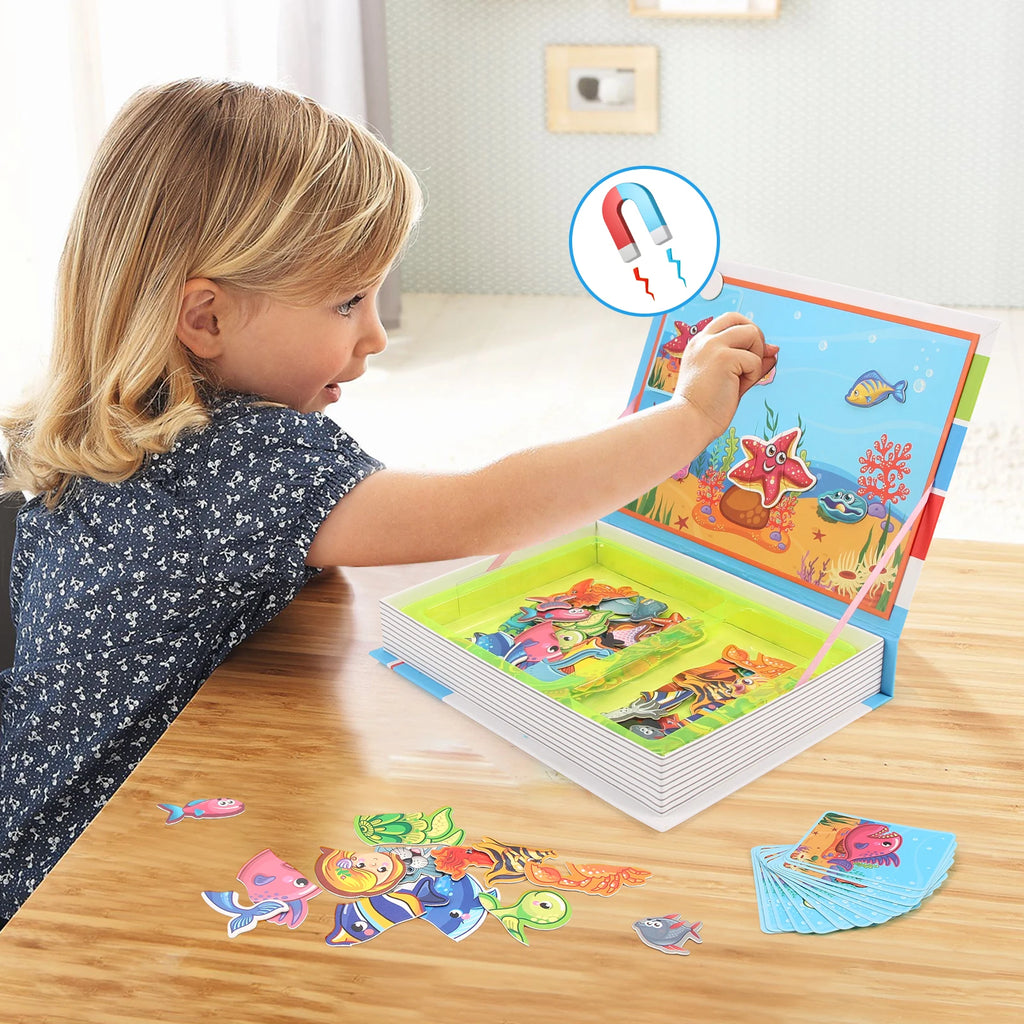 Libro magnético de rompecabezas 3D inteligente para niños, juegos de entrenamiento cerebral, juguetes educativos Montessori para regalos de niños, juguetes de Navidad
