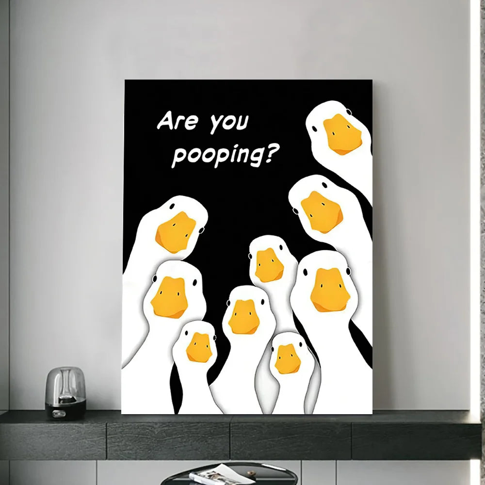 Classic Vintage Wall Art, Funny Duck Yoyo Painting, HD Canvas Printed Poster Home Living Room Bedroom Decorative Painting