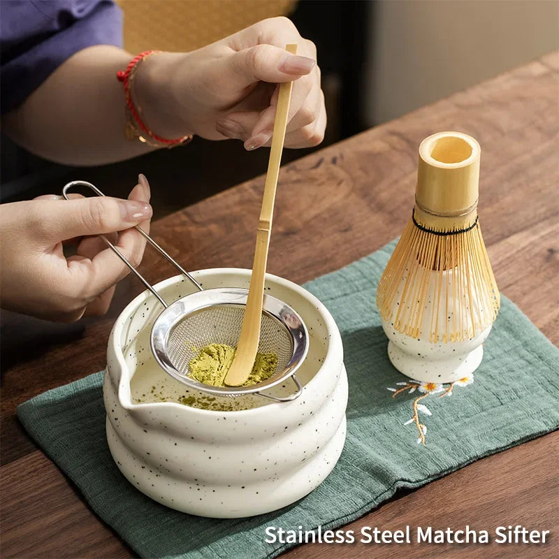 Juego de Matcha de 4/5/7 piezas Cuenco de té de cerámica Herramientas tradicionales japonesas para hacer té matcha - juego de té - batidor de té - juego de cepillos de bambú para matcha
