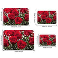VIKAMA 1/2pc Valentine's Day Romantic Rose Print Rug, Non-Slip, Dirt-Proof. For Kitchen, Bathroom, Entrance Home Decor Carpet.