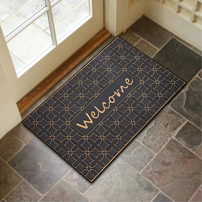 VIKAMA Alfombrilla de terciopelo de cristal para suelo, con vetas de madera de piedra, para entrada, felpudo antideslizante, alfombra pequeña de decoración para el hogar de 40x60cm