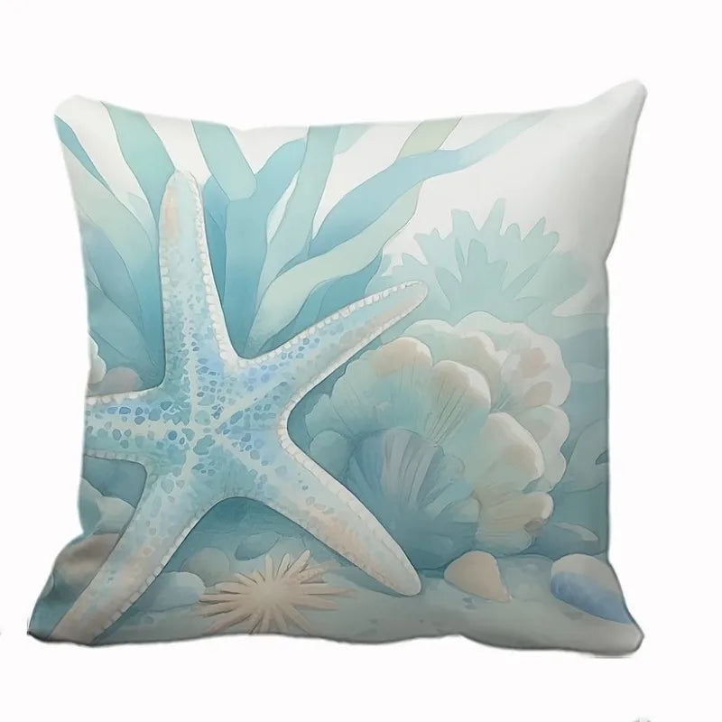 VIKAMA Funda de almohada decorativa con diseño fresco estilo Océano de Verano, adecuada para sofás, cabeceras de cama, fundas de almohada para decoración del hogar, lavable.