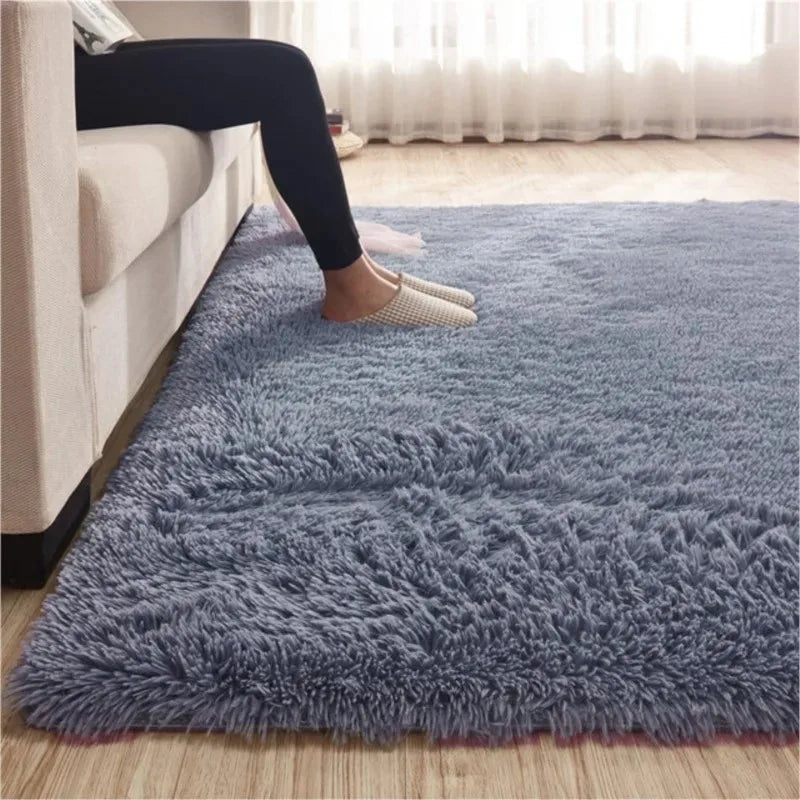 Alfombra de felpa de color liso VIKAMA - Cojín suave y mullido para el dormitorio - Alfombra de suelo para la zona del salón - Decoración del hogar