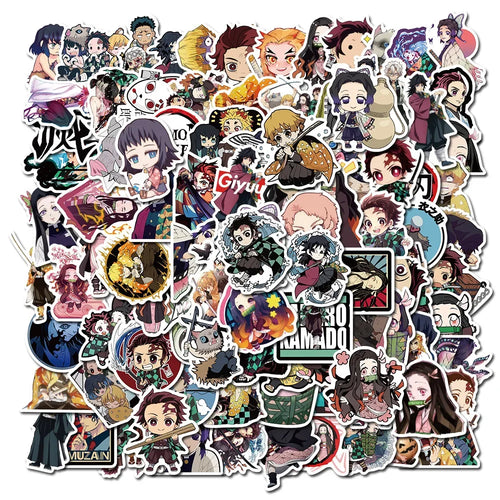 100Pcs Demon Slayer Japanese Anime Stickers Graffiti Skateboard Refrigerator Decorated Notebook Luggage Waterproof Sticker