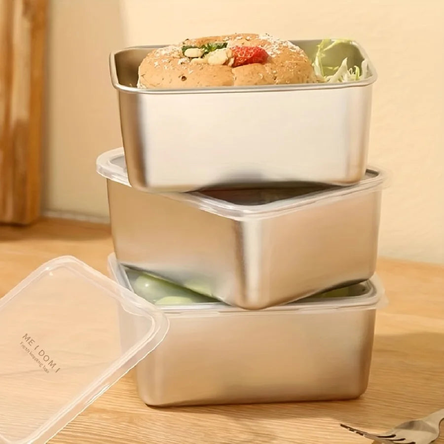 fiambrera de acero inoxidable con tapa sellada, fiambrera pequeña engrosada, caja de almacenamiento y envasado de alimentos para camping