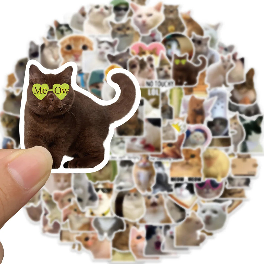 100/200 pegatinas divertidas de gatos Kawaii, animales, perros, para laptop, álbum de recortes, calcomanías decorativas, papelería, pegatinas impermeables de grafiti para niños