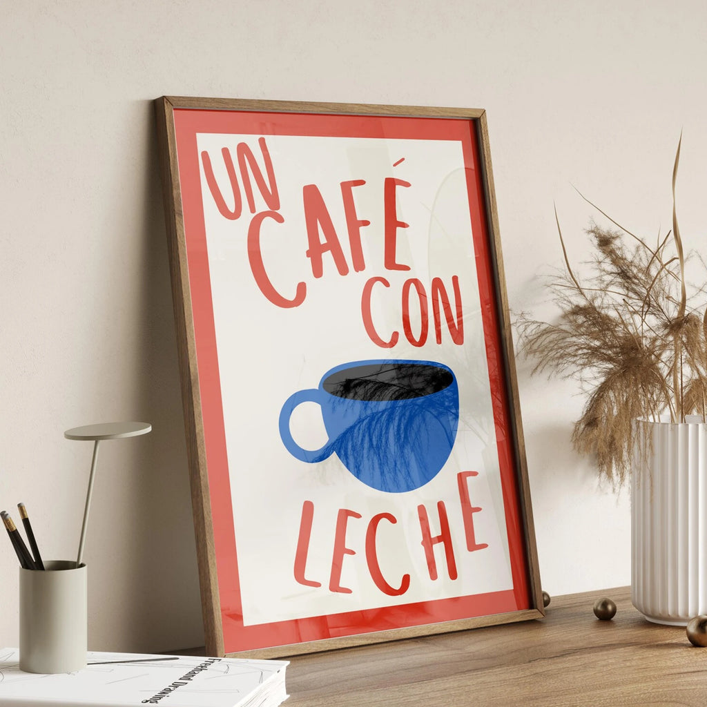 Cafe Con Leche Cuisine Espagnole Amateurs de Café Décoration Murale Toile Peinture Affiche Photo Pour Salon, Chambre Décoration Maison