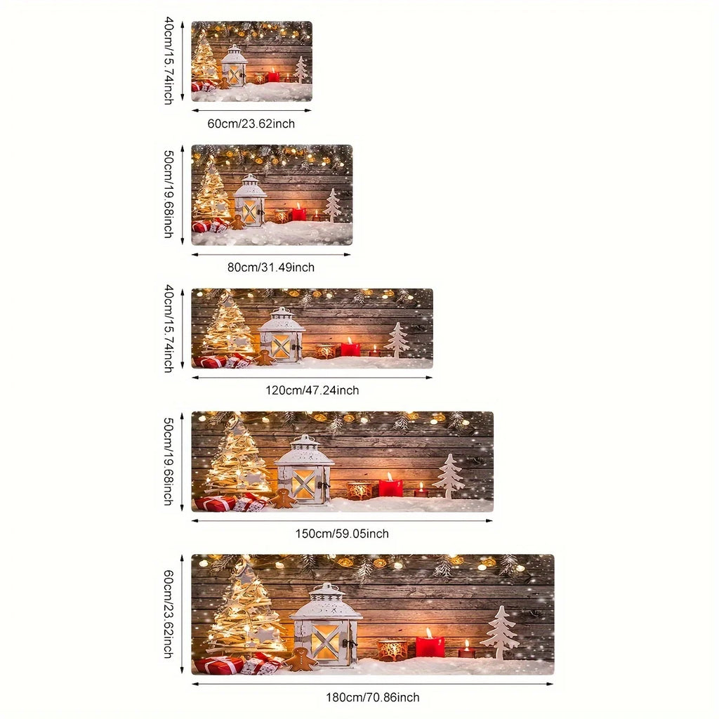 VIKAMA Tapis Scène de Neige de Noël 2pcs Tapis de Cuisine Paillasson Tapis de Bienvenue Tapis d'Extérieur pour Chambre Salon Tapis de Maison Décoration