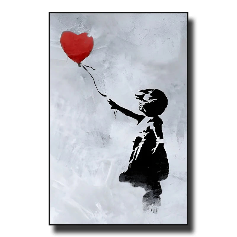 Banksy Street Graffiti Decorative Canvas Painting Girl with Balloon Art Poster Abstract Figure Mural Room Wall Decoration Prints