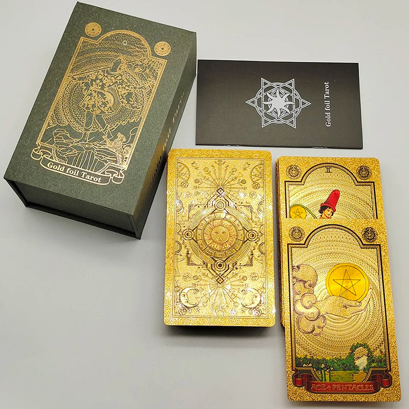 Cartas de Tarot Clásicas Impermeables con Lámina de Oro con Caja Magnética como Regalo Especial