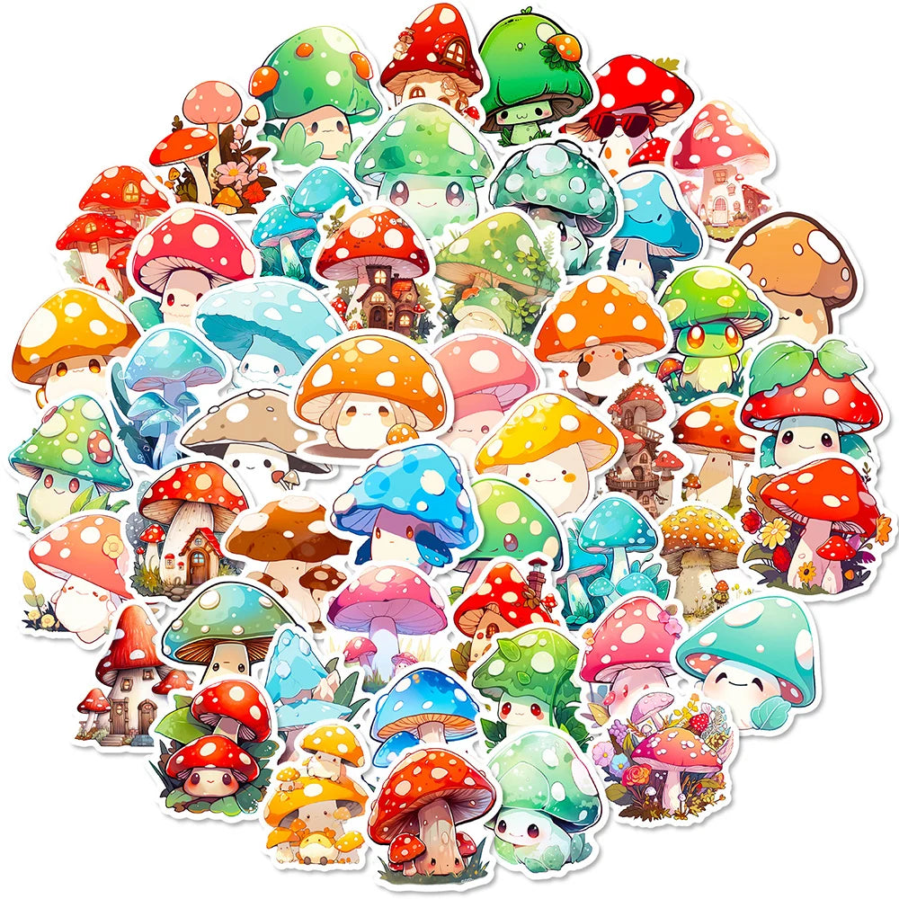 10/30/50/100pcs Autocollants Kawaii Champignon Esthétique Graffiti Décalcomanies Ordinateur Portable Scrapbook Téléphone Valise Décoration Autocollant Jouet pour Enfants