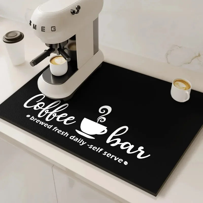 Alfombrilla Absorbente para Cafetera VIKAMA, Absorbente de Agua y Aceite, Escurridor de Platos de Cocina, Alfombrilla Absorbente de Secado Rápido, Alfombrilla para Platos, Decoración del Hogar
